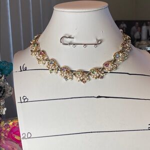 Coro Gold and Multicolor Gemstone Necklace